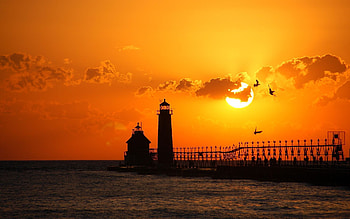 Summer sunset lighthouse, , Captivating backgrounds, Tranquil beauty HD wallpaper