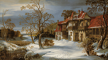 Serene Snowfall: A Winter Wonderland, snowfall, winter landscape, house, snow, tree HD wallpaper