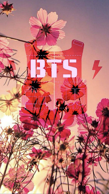 Bts Logo, Flower Background, flower, background, bts, logo HD phone wallpaper