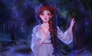 Wreath, women, cg, cry, Fantasy HD wallpaper