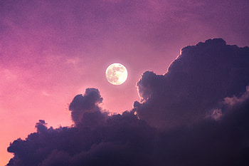 Nature, Sunset, Twilight, Clouds, Moon, Dusk HD wallpaper