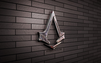 Assassins Creed 3D logo, , gray brickwall, creative, Action-adventure, Assassins Creed logo, 3D art, Assassins Creed HD wallpaper