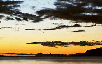 Escape, twilight, clouds, colors, beautiful, nature, mountains, sunset, ocean HD wallpaper