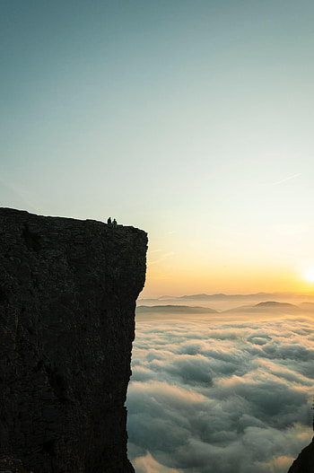Nature, Sunset, Clouds, Rock, Miscellanea, Miscellaneous, Couple, Pair HD phone wallpaper