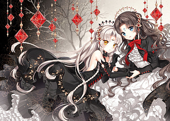 Goth Loli, gothic, orginal, pretty, love, girls, long hair, lolita, friends HD wallpaper
