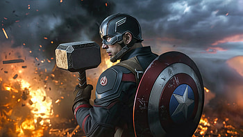 Captain America With Mjolnir, captain-america, superheroes, artist, artwork, digital-art HD wallpaper