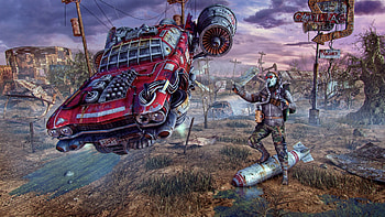 fallout, wasteland, cars, flight, art HD wallpaper