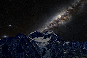 Milky way, starry night, dark, mountains HD wallpaper