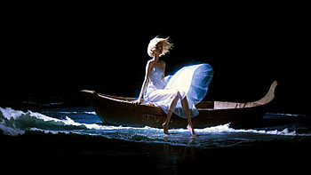 Ballet Dancer In White Dress On Water, dancer, girl, boat, artist, artwork, art, digital-art, ai, deviantart HD wallpaper