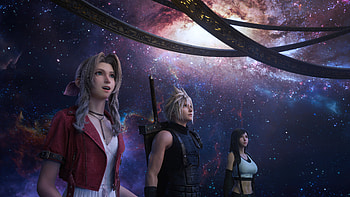 Final Fantasy VII Rebirth – Epic Game Characters Under Cosmic Sky, video game, Final Fantasy VII Rebirth HD wallpaper