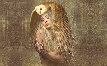 Protectress of The Forest , magical, Lovely, dreamy, owl, Fantasy, woman, enchanting HD wallpaper