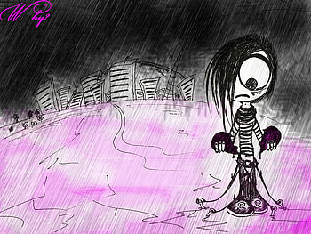 what to do, pink, rain, character HD wallpaper