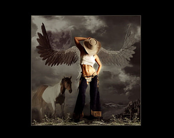 Cowgirl Angel, style, famous, angels, cowgirls, fashion, horses, outdoors, animals, western, hats, female HD wallpaper