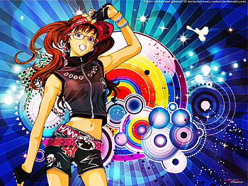 My Style, sexy, colorful, hot, cute, girl, red hair, long hair, multicolor, anime girl, anime, abstract, red head, glasses, belt, hat, female HD wallpaper