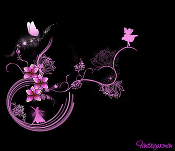 Pink Fantasy, pink, butterfly, fantasy, vector, fairies, flowers HD wallpaper
