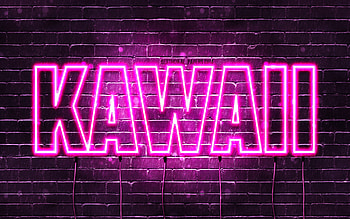 Happy Birtay Kawaii, , pink neon lights, Kawaii name, creative, Kawaii Happy Birtay, Kawaii Birtay, popular japanese female names, with Kawaii name, Kawaii HD wallpaper