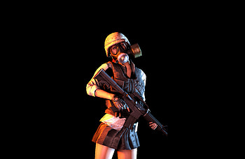 PUBG, mask girl with gun, video game HD wallpaper
