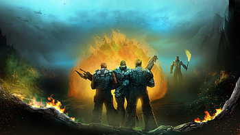 Gears of War franchise, Stunning visuals, Intense battles, Gaming masterpiece HD wallpaper