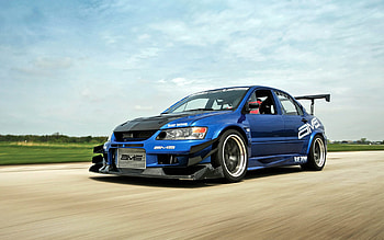 mitsubishi lancer evolution 9, blue, tuning, mitsubishi, evolution 9, lancer, road, speed HD wallpaper