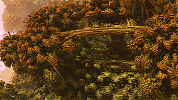 3d Fractal Art, 3D, gold, yellow, plant, Abstract, fractal HD wallpaper