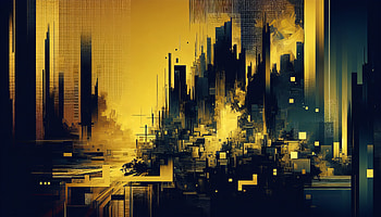 Abstract Golden Cityscape, Abstract, Digital Art, cityscape, futuristic, yellow HD wallpaper