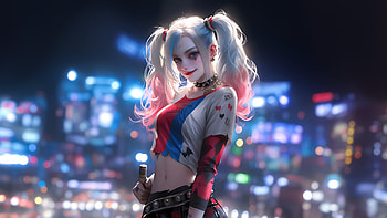 Harley Quinn Mischievous Smile, harley-quinn, superheroes, artist, artwork, digital-art, deviantart HD wallpaper