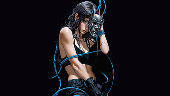 Silver Mask Mystery, artist, artwork, art, digital-art, anime-girl, mask, ai, dark HD wallpaper