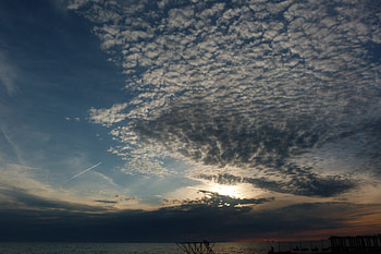 Nature, Sea, Clouds, Evening, Mainly Cloudy, Overcast, Shadows, Air HD wallpaper