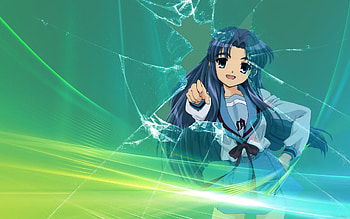 Anime, Glass, Smile, Girl, Window, Space, Pose HD wallpaper