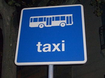 Taxi, blue, confused, sign, bus HD wallpaper