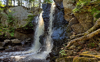 Joslin Falls, Prince William, New Brunswick, river, trees, canada, rocks HD wallpaper