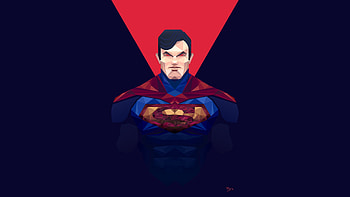 Low poly, man of steel, superman, art HD wallpaper