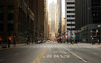 City-street-of-Chicago-in-USA-skyscrapers-- HD wallpaper