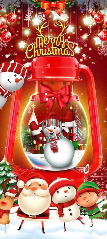 Crystal Ball Christmas, holiday ornament, lucky, red, snowman, festival, ribbon, merry Christmas HD phone wallpaper