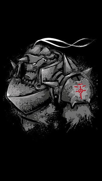 Fullmetal Dark, alchemist, art, armor, painting, black, anime HD phone wallpaper