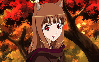 Brunette anime girl, Red eyes, Animal ears, Spice and Wolf HD wallpaper