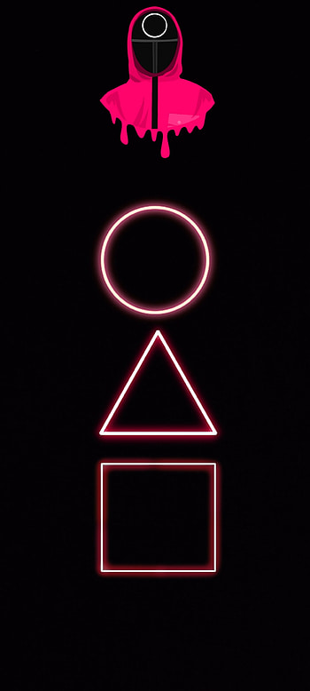 Squid Game, Netflix, Red, Neon, Xiaomi, , Square game, Redmi note 9 pro HD phone wallpaper