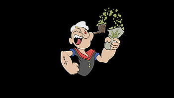 Popeye, popeye, cartoons, dark, black, oled, artist, artwork, digital-art HD wallpaper