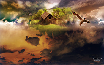 Dreams beyond by Deinha, andrea andrade, dove, dream, house HD wallpaper