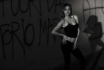 Girl Black Clothing Monochrome, girls, model, black-dress, monochrome, black-and-white HD wallpaper
