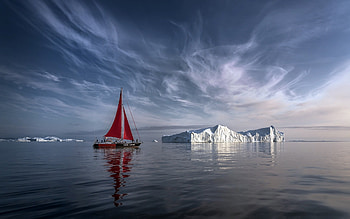 Sailing in Greenland, yacht, arctic, ocean, ice HD wallpaper