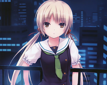 Anime, City, Evening, Girl, Blonde HD wallpaper