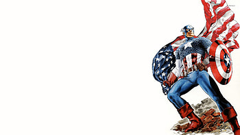 Captain America holding the American flag HD wallpaper
