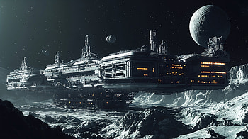 Visions of a Sci-Fi Asteroid Mining Colony - Ultra, Sci Fi, asteroid mining colony, space, spacecraft, moon HD wallpaper