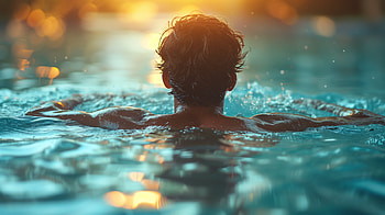 Serene Sunset Swimming Man -, swimming, man HD wallpaper