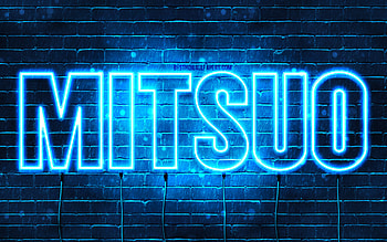 Happy Birtay Mitsuo, , blue neon lights, Mitsuo name, creative, Mitsuo Happy Birtay, Mitsuo Birtay, popular japanese male names, with Mitsuo name, Mitsuo HD wallpaper