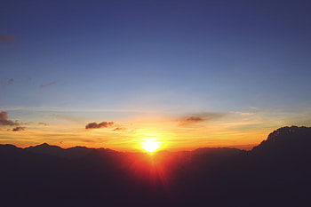 Nature, Sunset, Sky, Mountains, Shine, Light HD wallpaper
