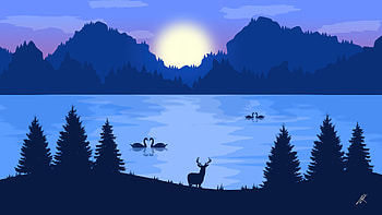 Deer Swan Vector Illustration, deer, artist, artwork, digital-art, illustration HD wallpaper