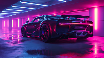 Bugatti Chiron Neon Dream – Stunning, Bugatti Chiron, neon, Bugatti HD wallpaper