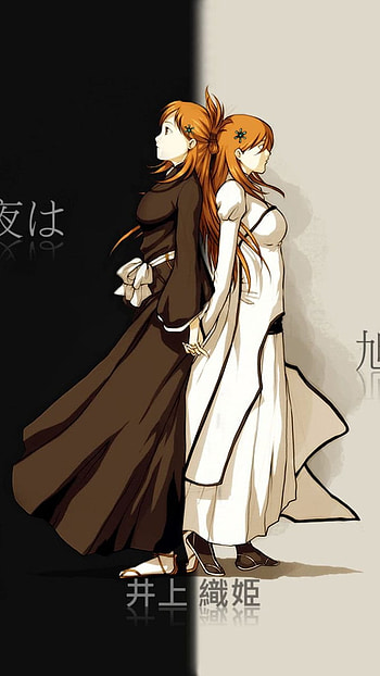 Black n white, anime, orihime HD phone wallpaper